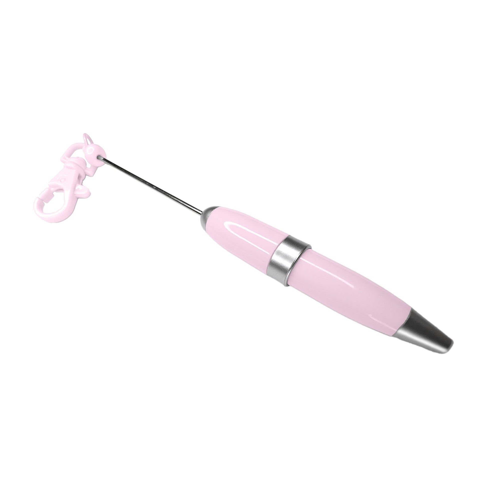 penna personalizzabile con perle e oggetti in silicone rosa baby