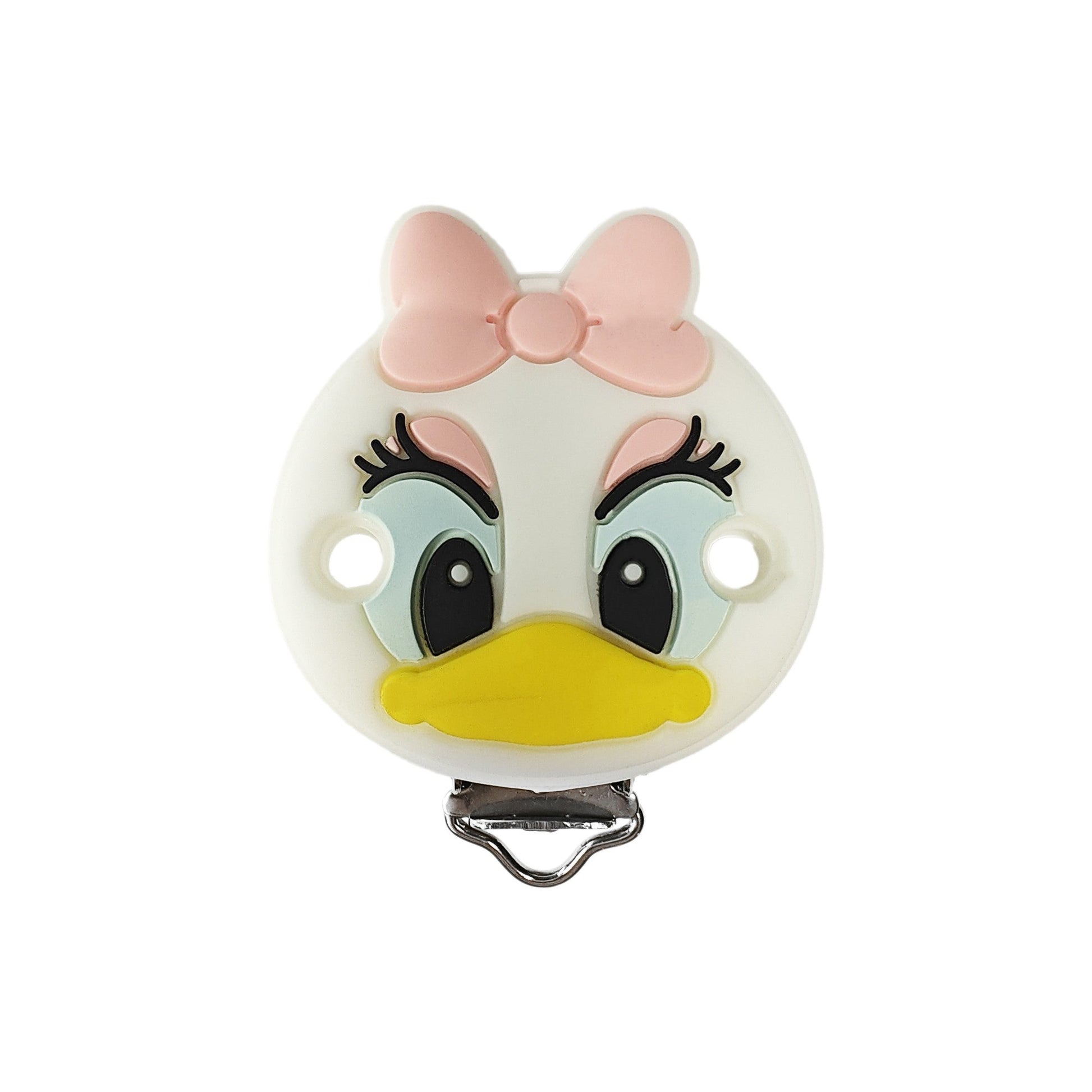 clip Paperina in silicone 55x42mm per porta ciuccio e catenelle in silicone per dentizione neonati rosa