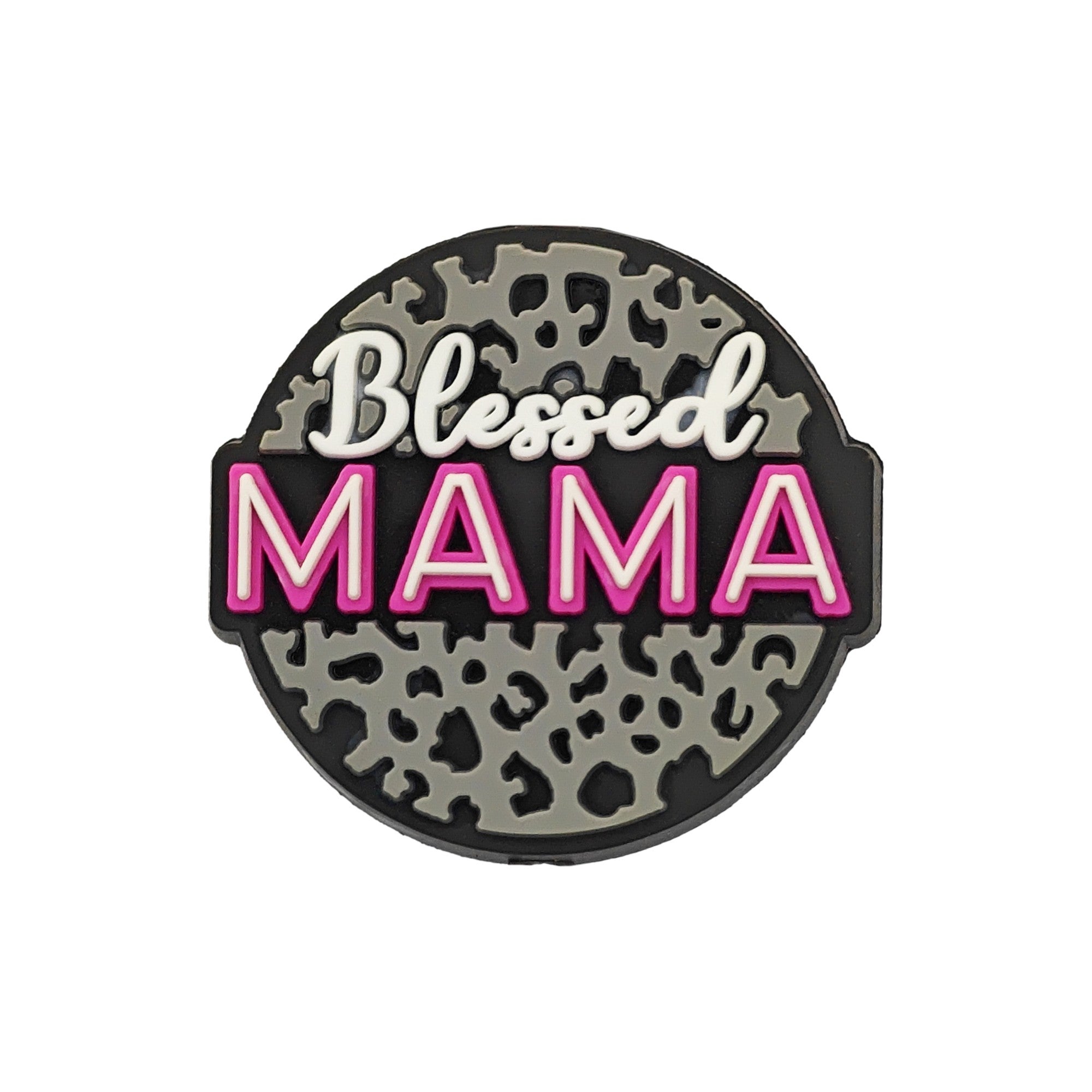 perlina separatore Blessed mama 32x30mm in silicone alimentare per personalizzare penne portachiavi collane braccialetti nero
