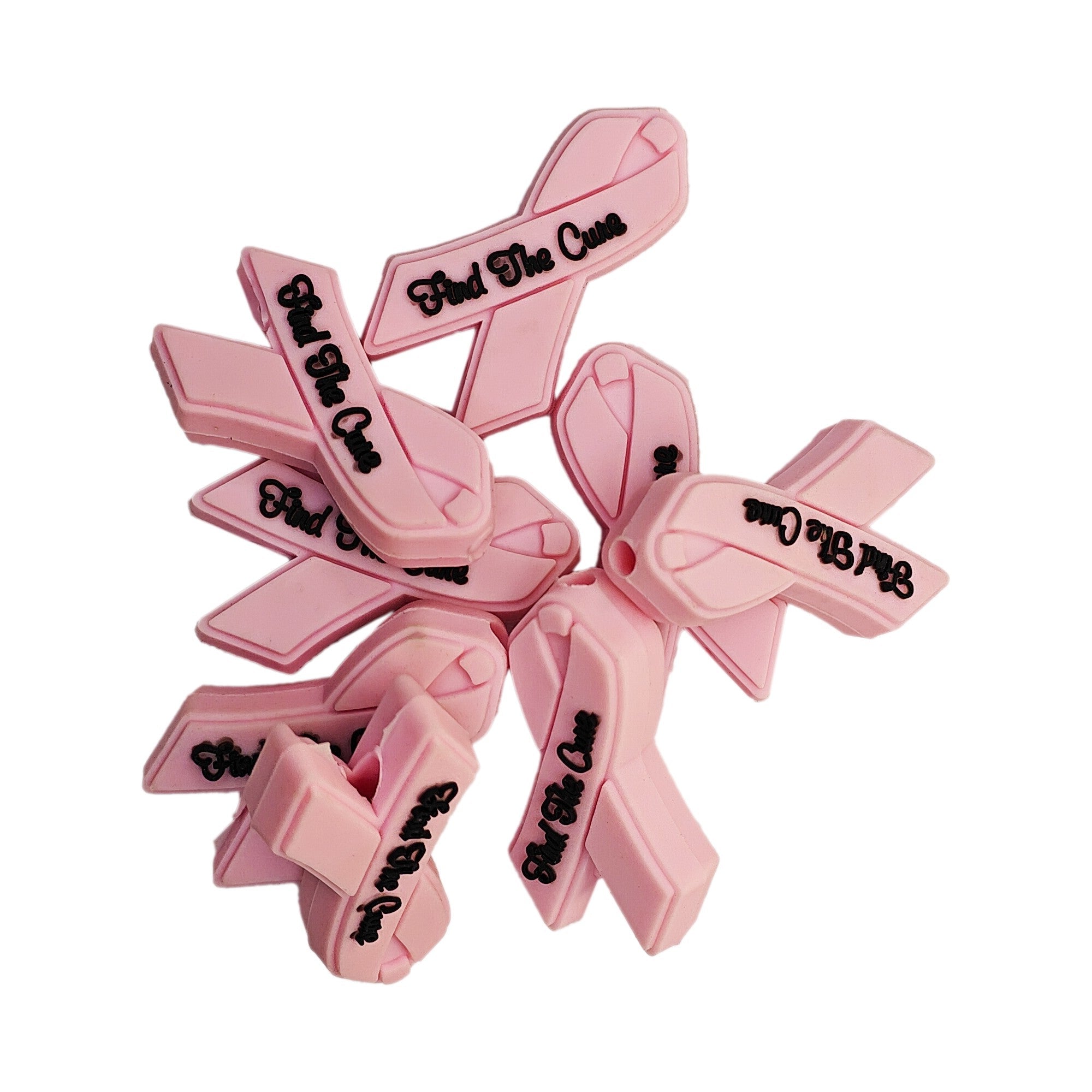 perlina separatore nastro rosa 32x18mm in silicone alimentare per personalizzare penne portachiavi collane braccialetti rosa
