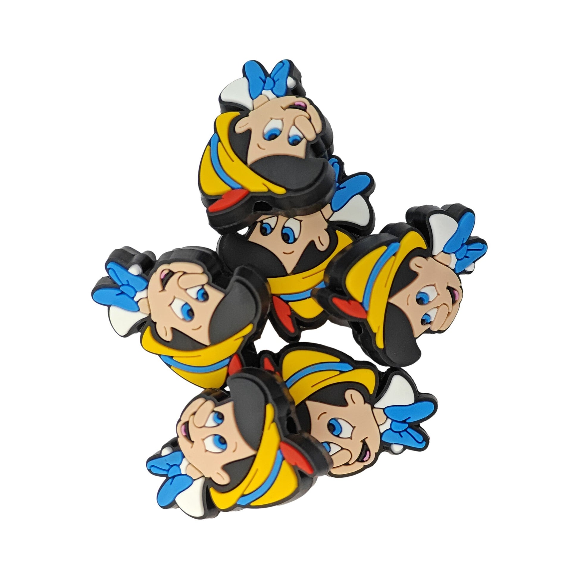 perlina separatore Pinocchio 30x58mm in silicone alimentare per personalizzare penne portachiavi collane braccialetti