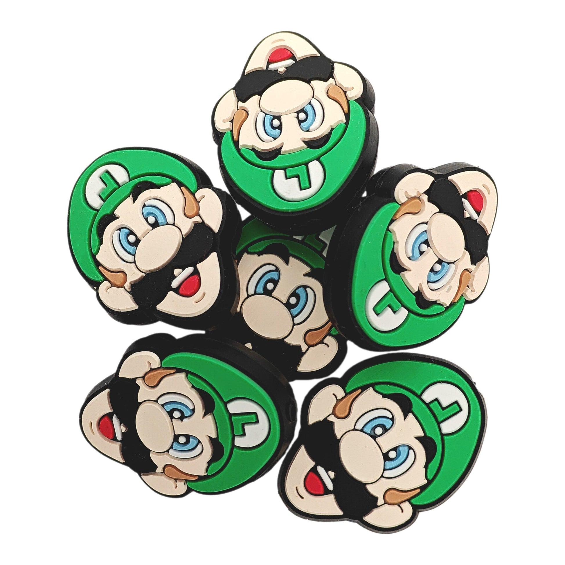 perlina separatore testa luigi 32x24mm in silicone alimentare per personalizzare penne portachiavi collane braccialetti