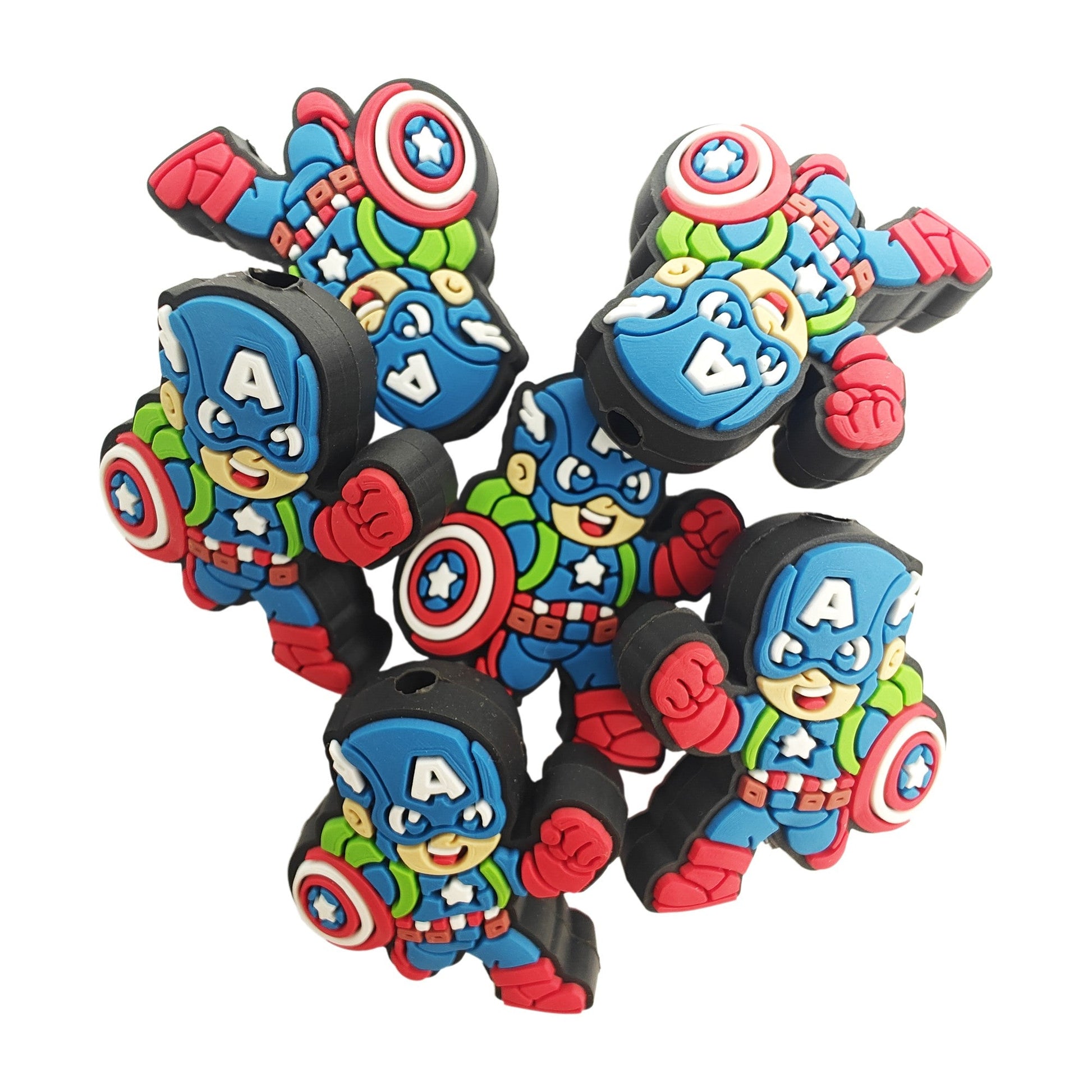 perlina separatore capitan america 31x27mm in silicone alimentare per personalizzare penne portachiavi collane braccialetti