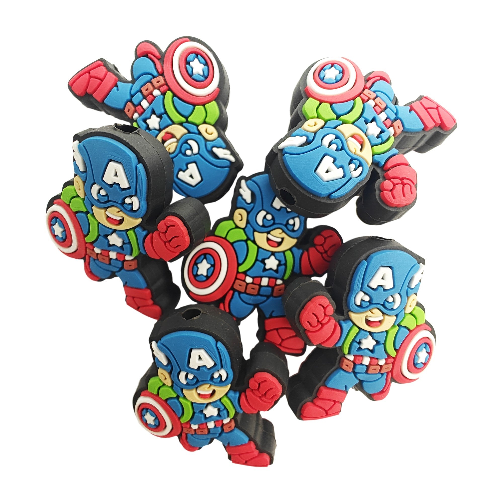perlina separatore capitan america 31x27mm in silicone alimentare per personalizzare penne portachiavi collane braccialetti