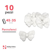 Fiocchetti Farfalla Pannolenci 10 Pezzi Bianco COD.01