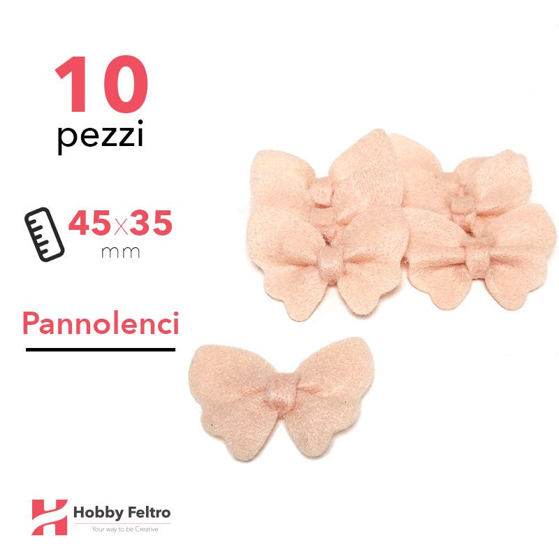 Fiocchetti Farfalla Pannolenci 10 Pezzi Rosa Pesco COD.03