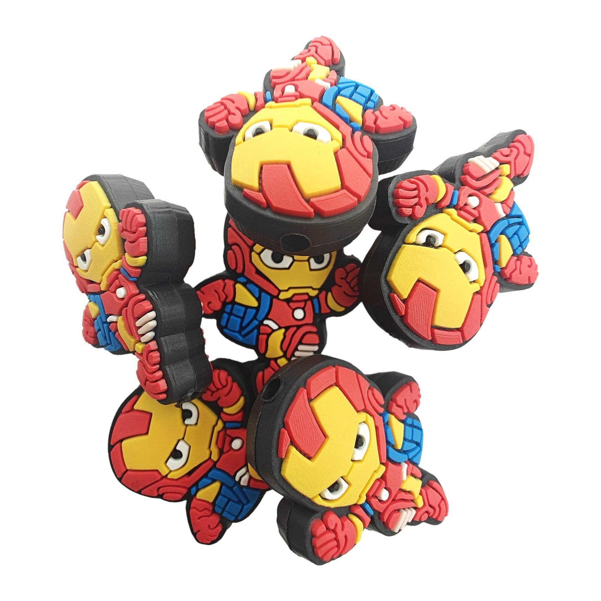 perlina separatore iron man 32x26mm in silicone alimentare per personalizzare penne portachiavi collane braccialetti