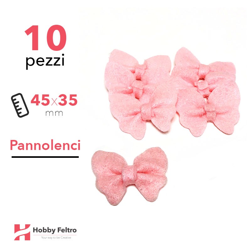 Fiocchetti Farfalla Pannolenci 10 Pezzi Rosa COD.05