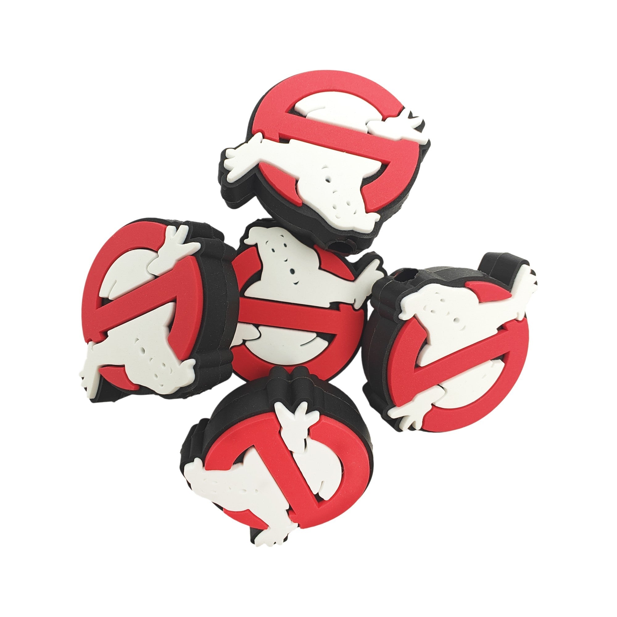 perlina separatore logo ghostbusters 28x26mm in silicone alimentare per personalizzare penne portachiavi collane braccialetti