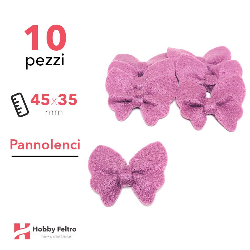 Fiocchetti Farfalla Pannolenci 10 Pezzi Viola COD.06