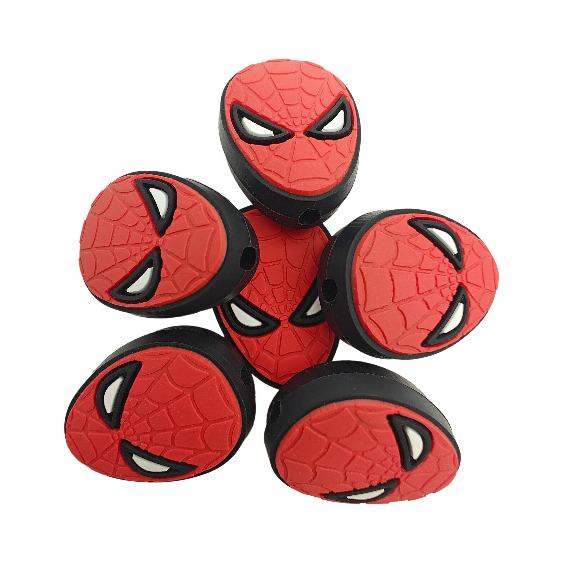 perlina separatore maschera spiderman 28x20mm in silicone alimentare per personalizzare penne portachiavi collane braccialetti