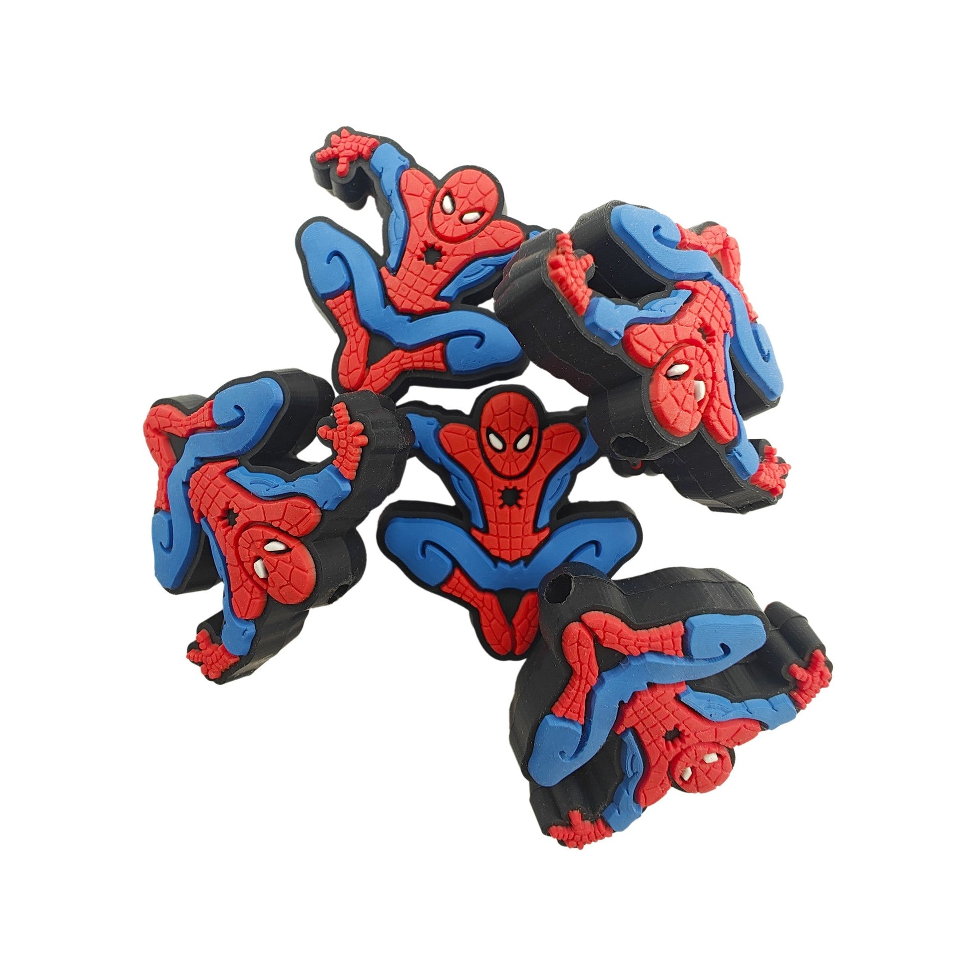 perlina separatore spiderman 32x27mm in silicone alimentare per personalizzare penne portachiavi collane braccialetti