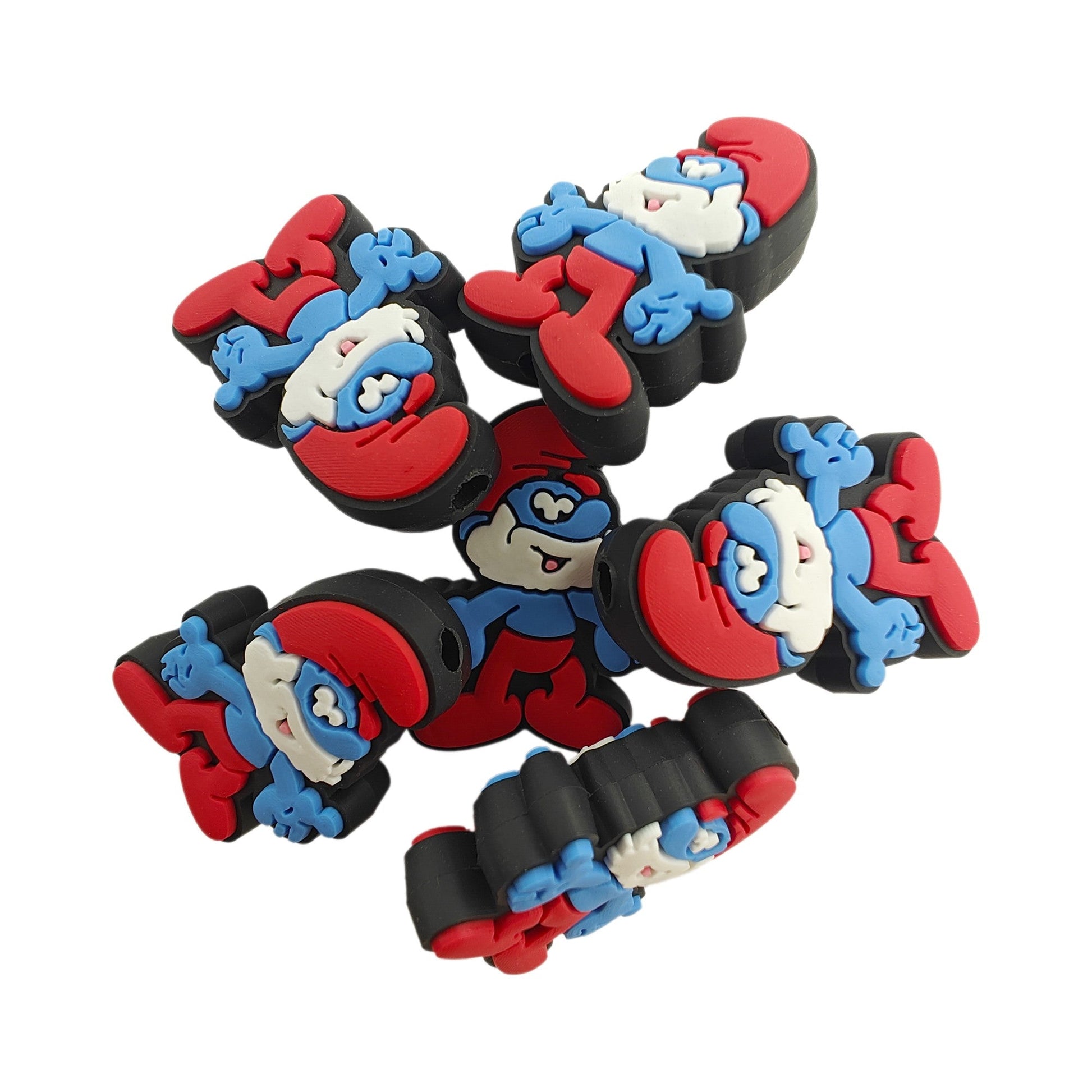 perlina separatore grande puffo 21x28mm in silicone alimentare per personalizzare penne portachiavi collane braccialetti