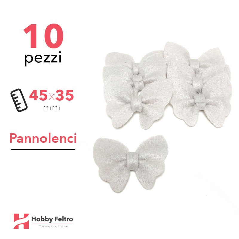 Fiocchetti Farfalla Pannolenci 10 Pezzi Grigio Argento COD.08