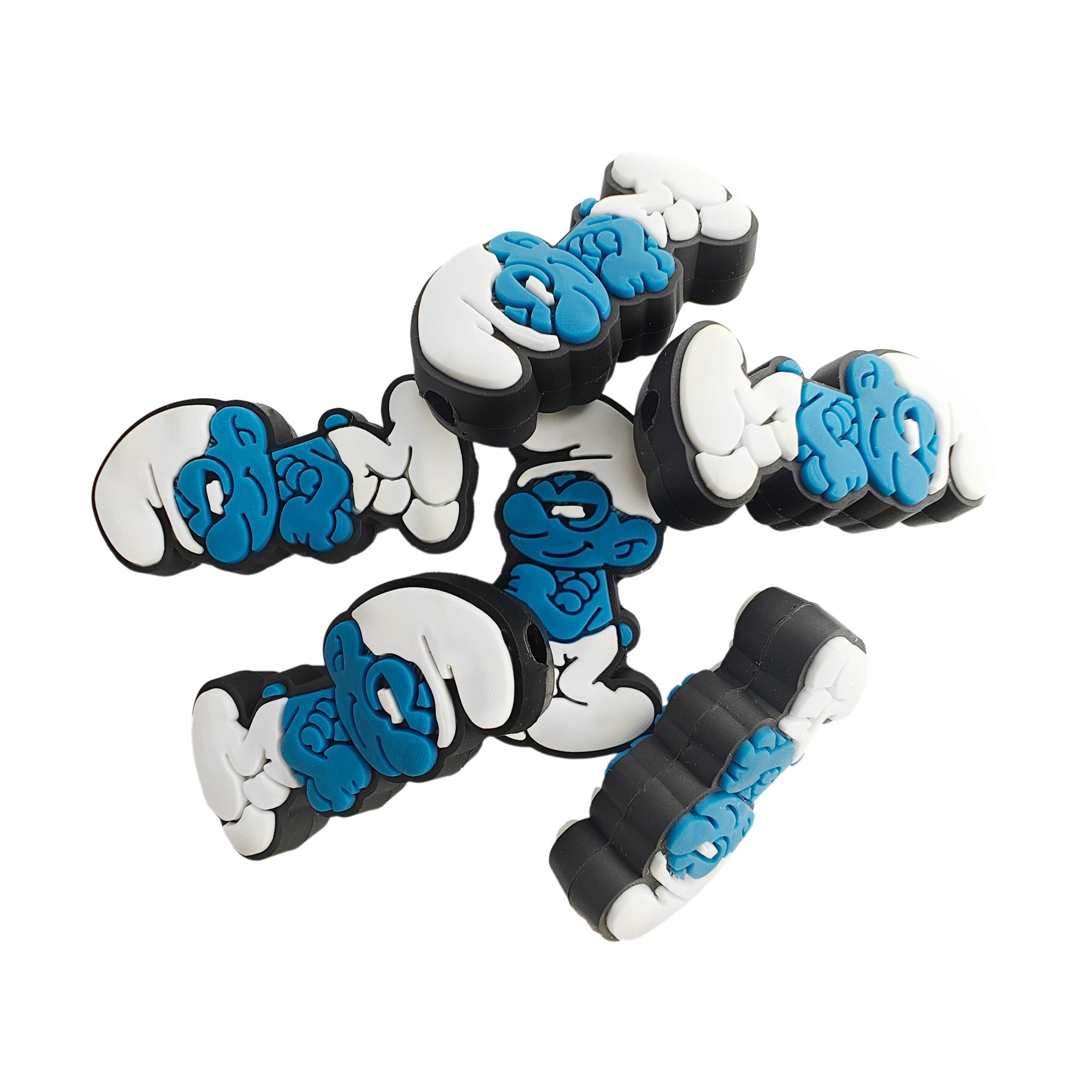 perlina separatore puffo 30x15mm in silicone alimentare per personalizzare penne portachiavi collane braccialetti