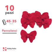 Fiocchetti Farfalla Pannolenci 10 Pezzi Rosso Scuro COD.09