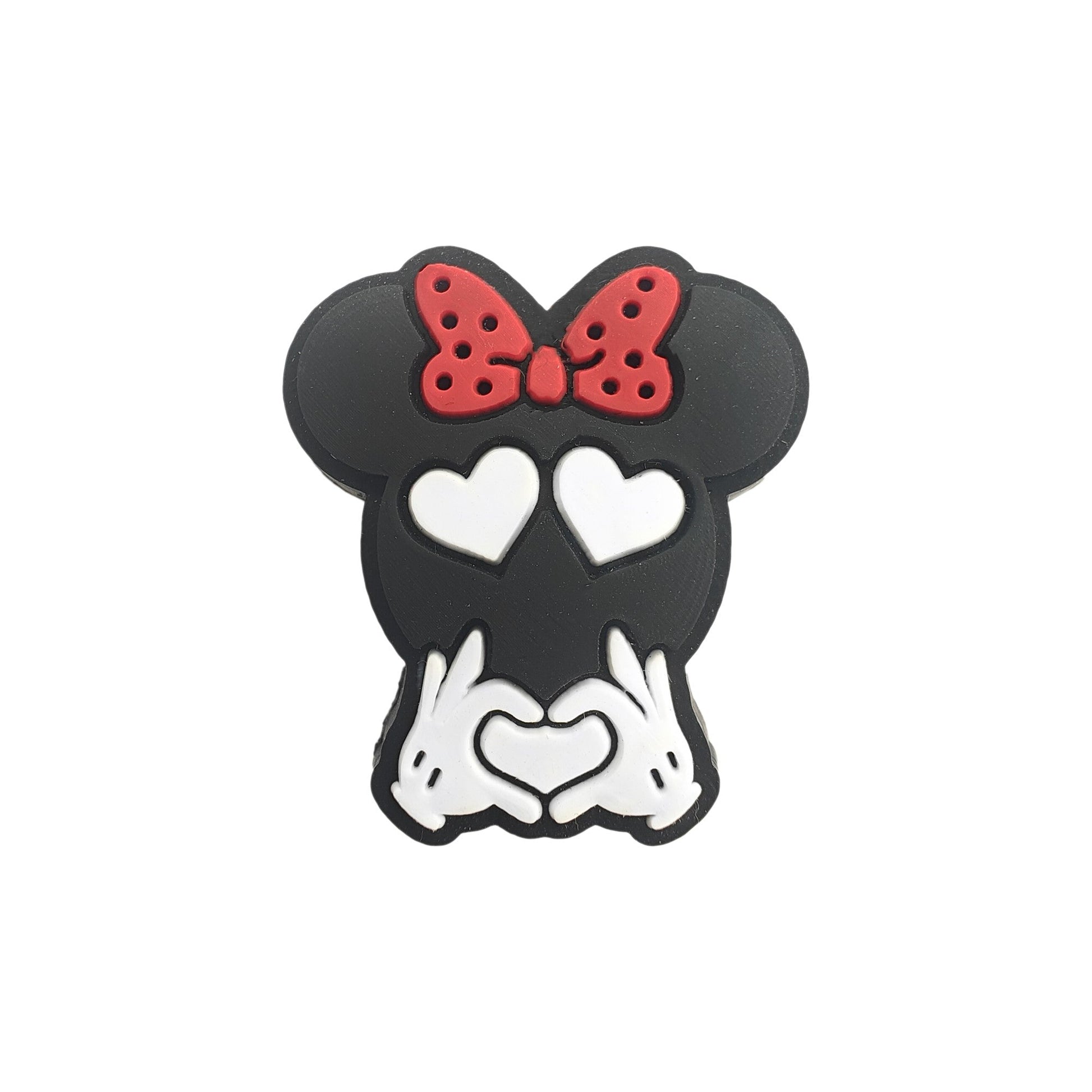 perlina separatore minnie mouse cuore 30x26mm in silicone alimentare per personalizzare penne portachiavi collane braccialetti