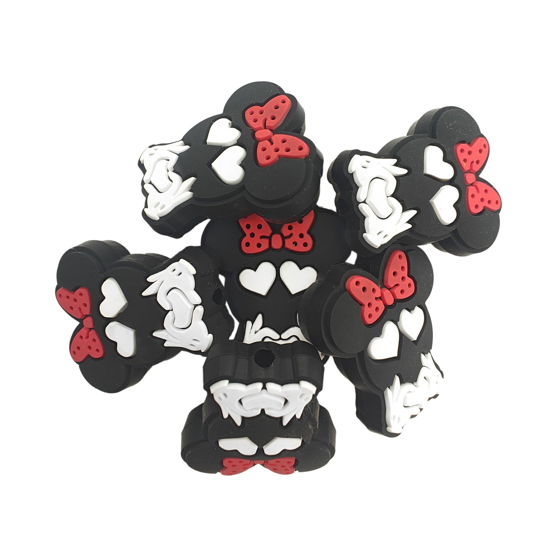 perlina separatore minnie mouse cuore 30x26mm in silicone alimentare per personalizzare penne portachiavi collane braccialetti