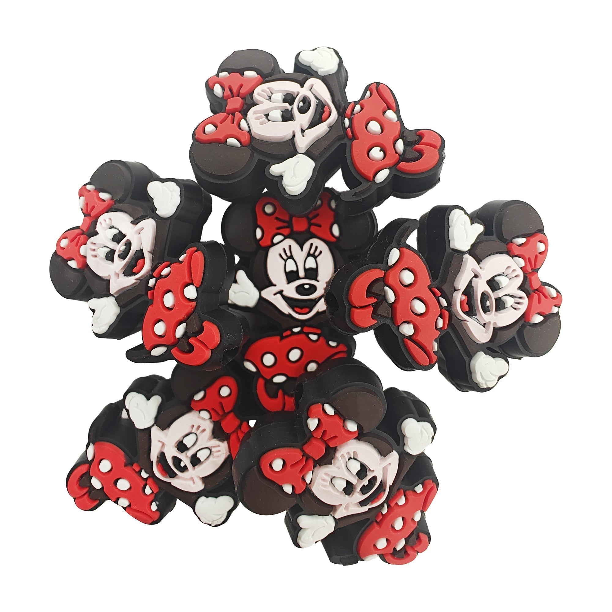 perlina separatore minnie mouse 33x25mm in silicone alimentare per personalizzare penne portachiavi collane braccialetti