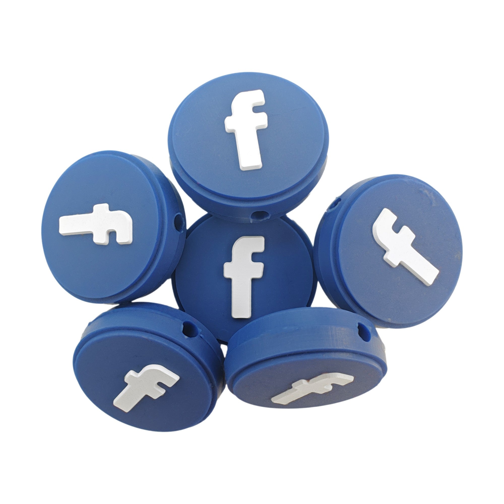perlina separatore logo facebook 25mm in silicone alimentare per personalizzare penne portachiavi collane braccialetti