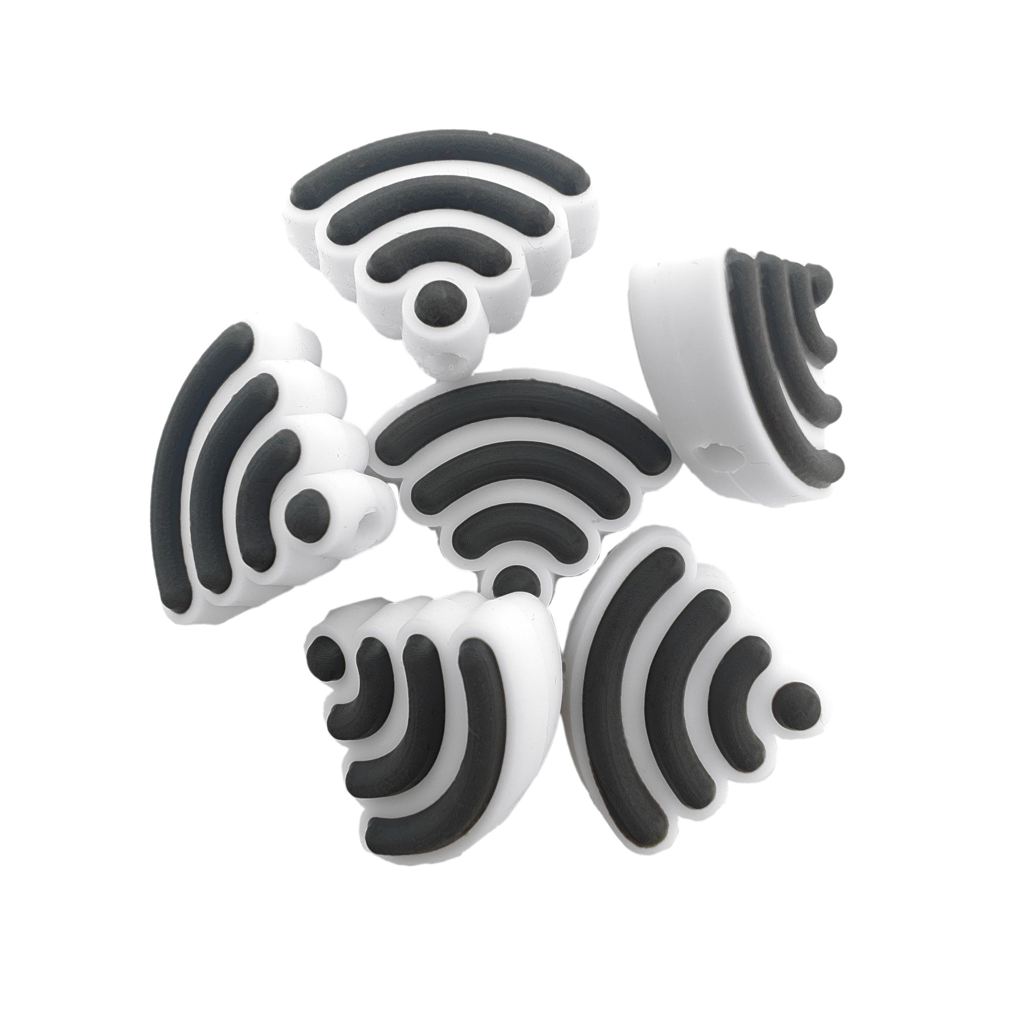 perlina separatore logo wi-fi 24x24mm in silicone alimentare per personalizzare penne portachiavi collane braccialetti
