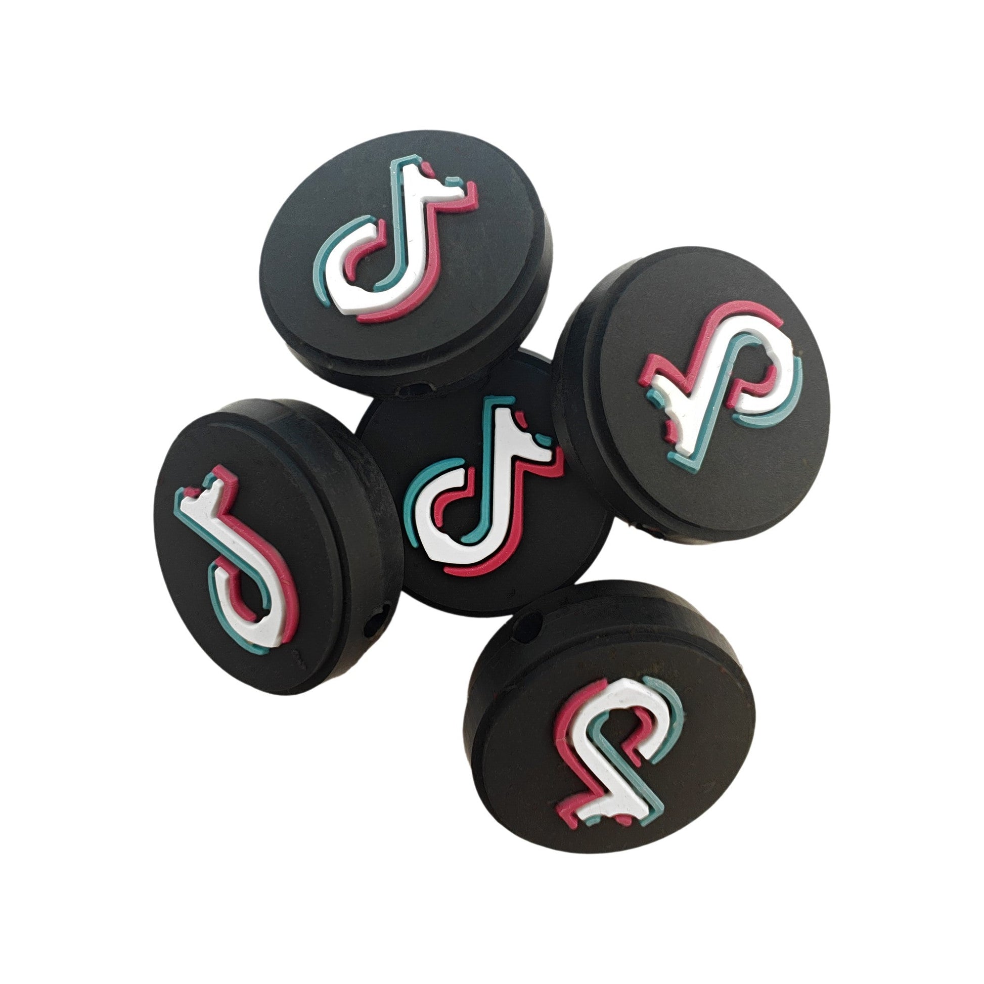 perlina separatore logo tik tok 25mm in silicone alimentare per personalizzare penne portachiavi collane braccialetti