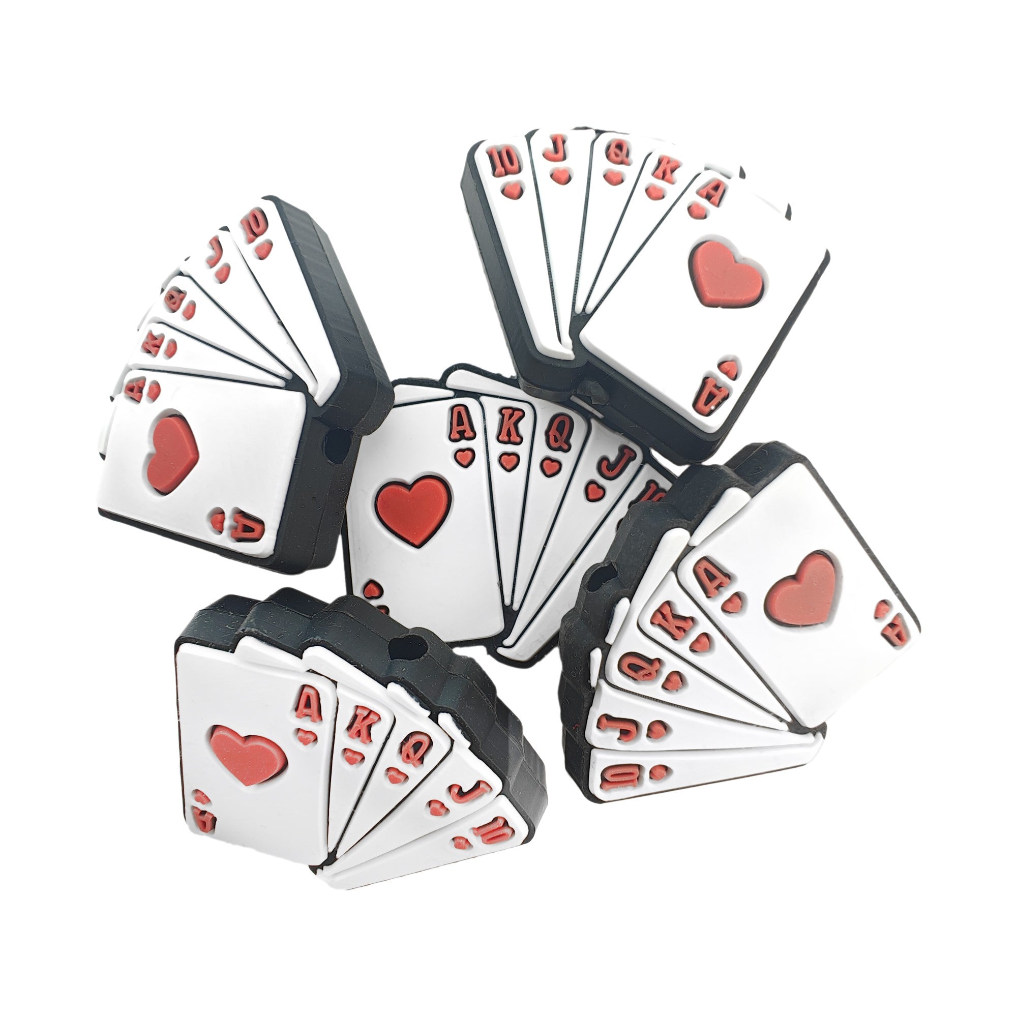 perlina separatore scala reale poker 37x27mm in silicone alimentare per personalizzare penne portachiavi collane braccialetti