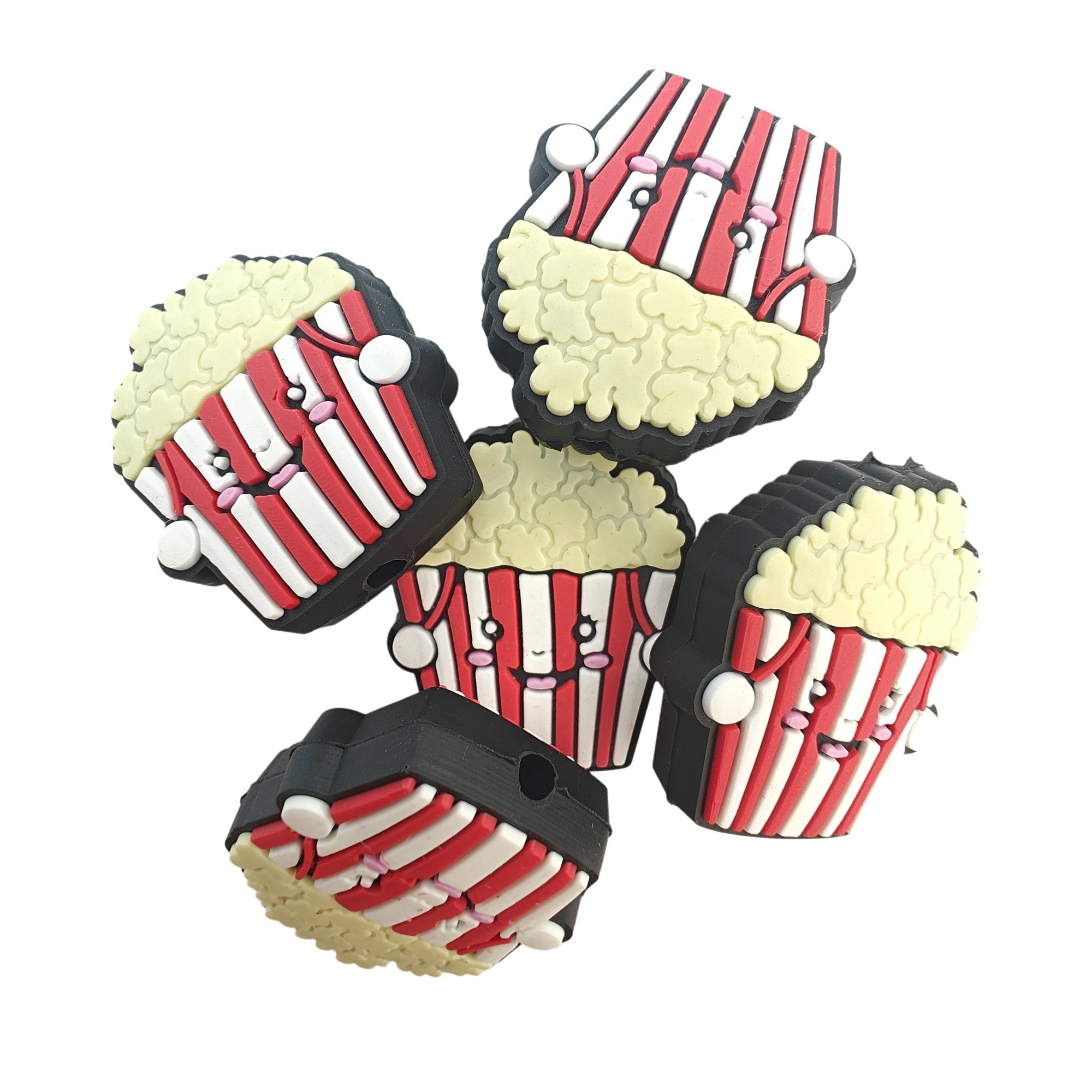 perlina separatore pop corn 30x25mm in silicone alimentare per personalizzare penne portachiavi collane braccialetti