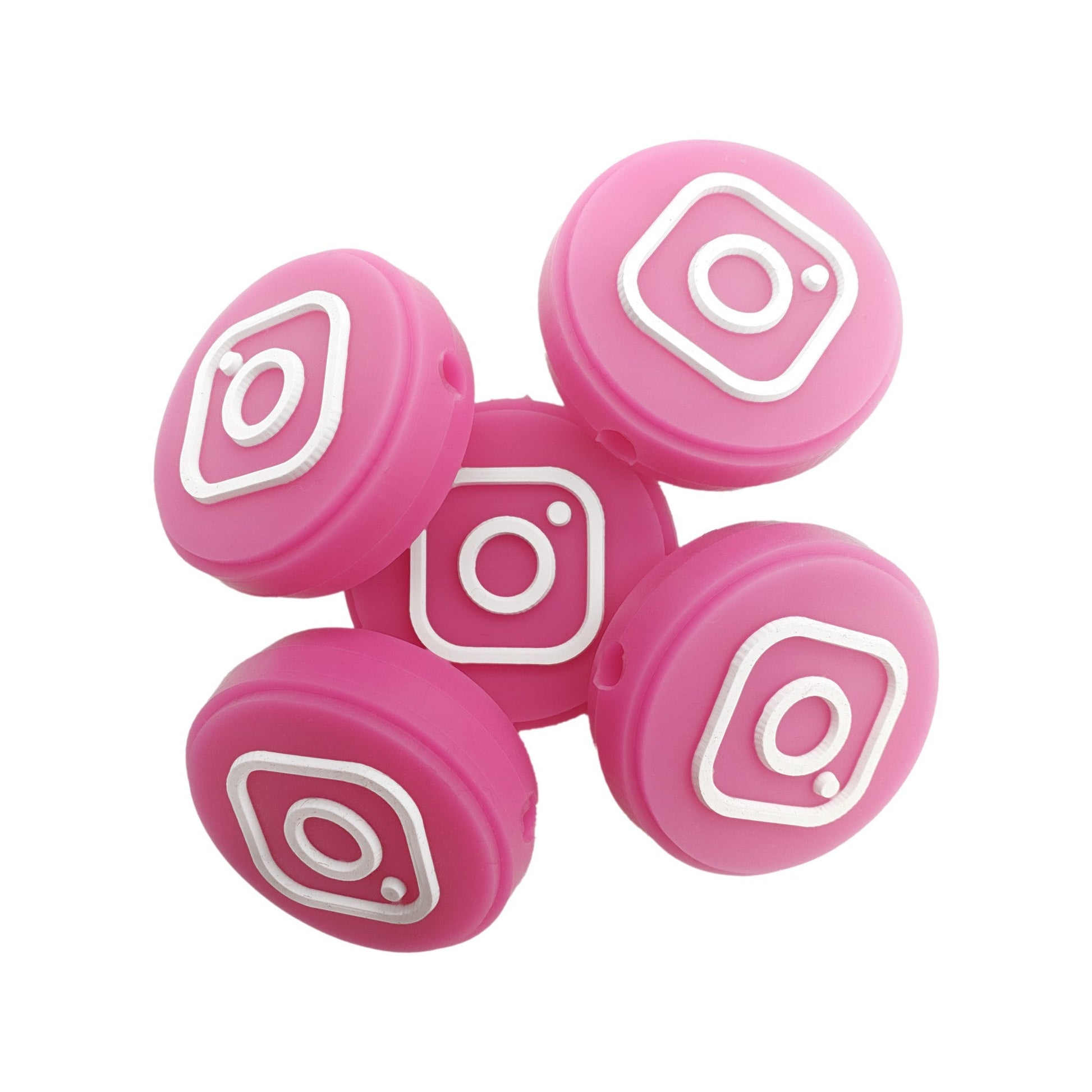 perlina separatore logo instagram 25mm in silicone alimentare per personalizzare penne portachiavi collane braccialetti
