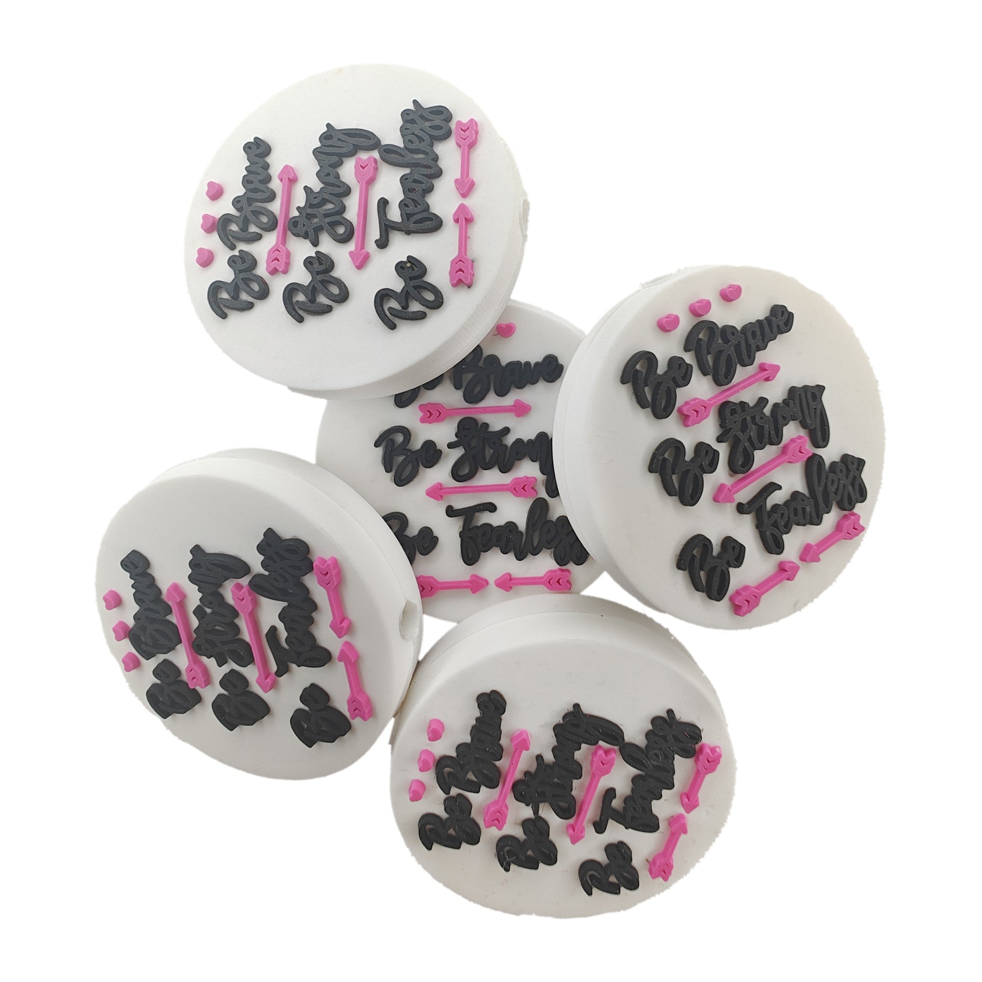 perlina separatore scritte motivazionali 30mm in silicone alimentare per personalizzare penne portachiavi collane braccialetti