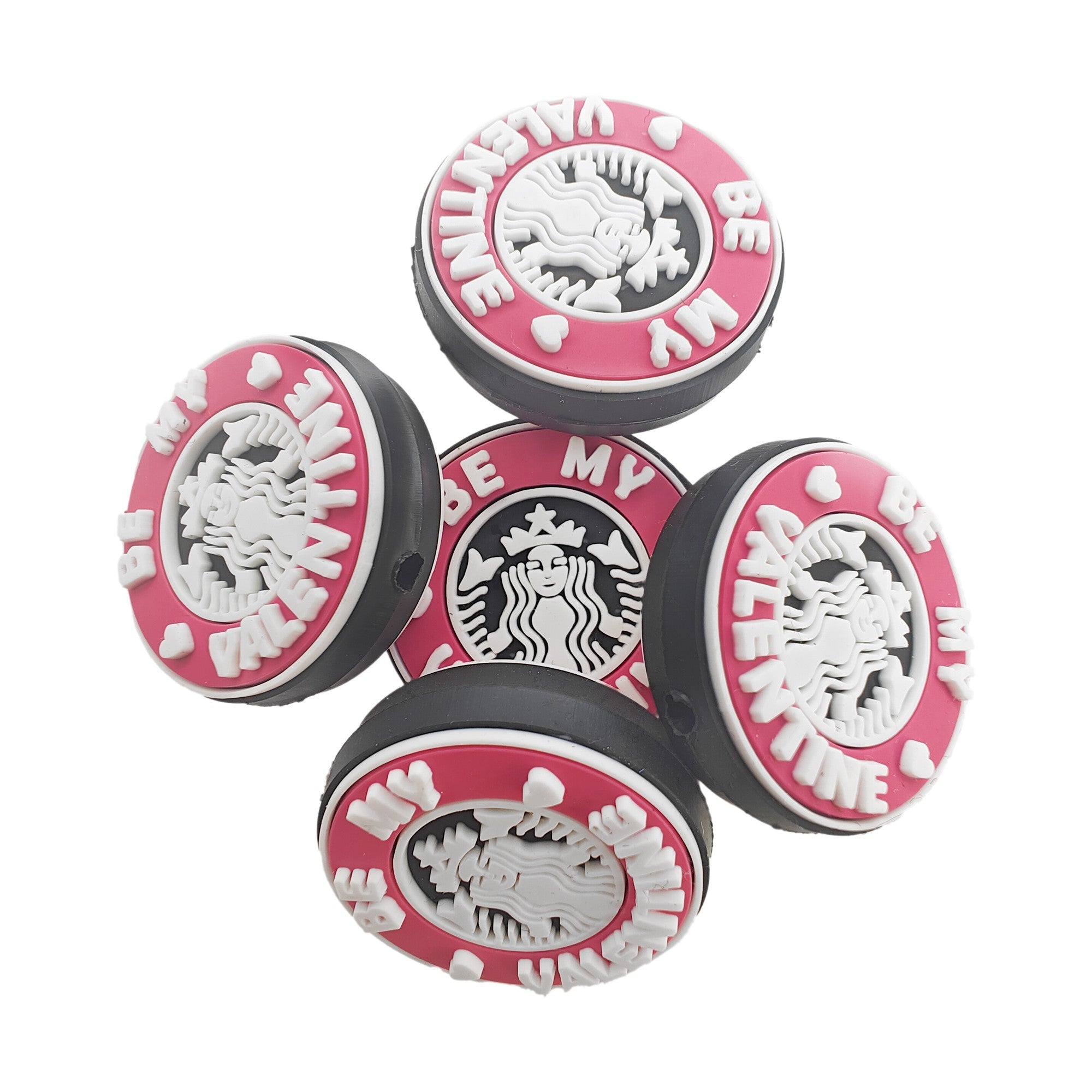 perlina separatore logo starbucks be my valentine 30mm in silicone alimentare per personalizzare penne portachiavi