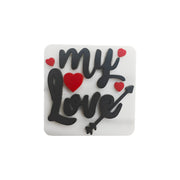 perlina separatore scritta love me 28x28mm in silicone alimentare per personalizzare penne portachiavi collane bracciali