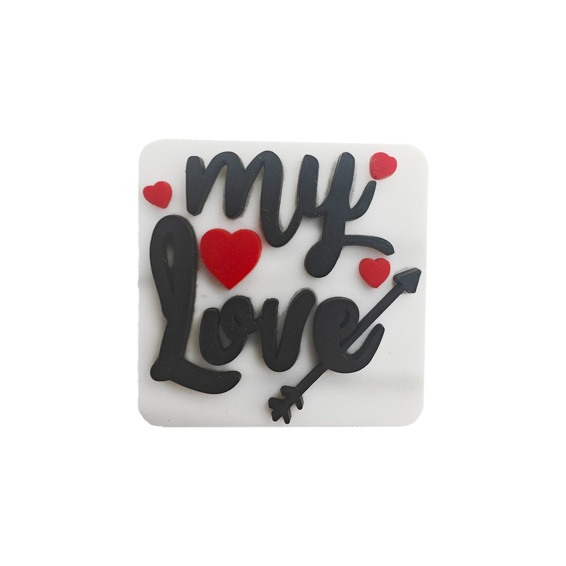 perlina separatore scritta love me 28x28mm in silicone alimentare per personalizzare penne portachiavi collane bracciali