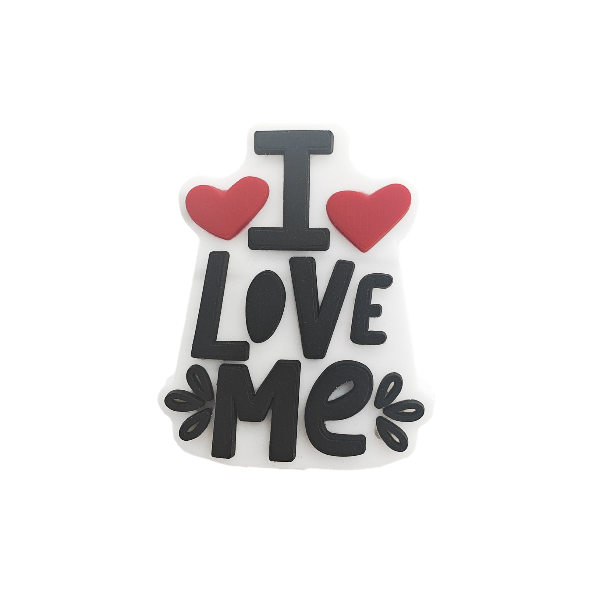 perlina separatore scritta I love me 29x24mm in silicone alimentare per personalizzare penne portachiavi collane bracciali