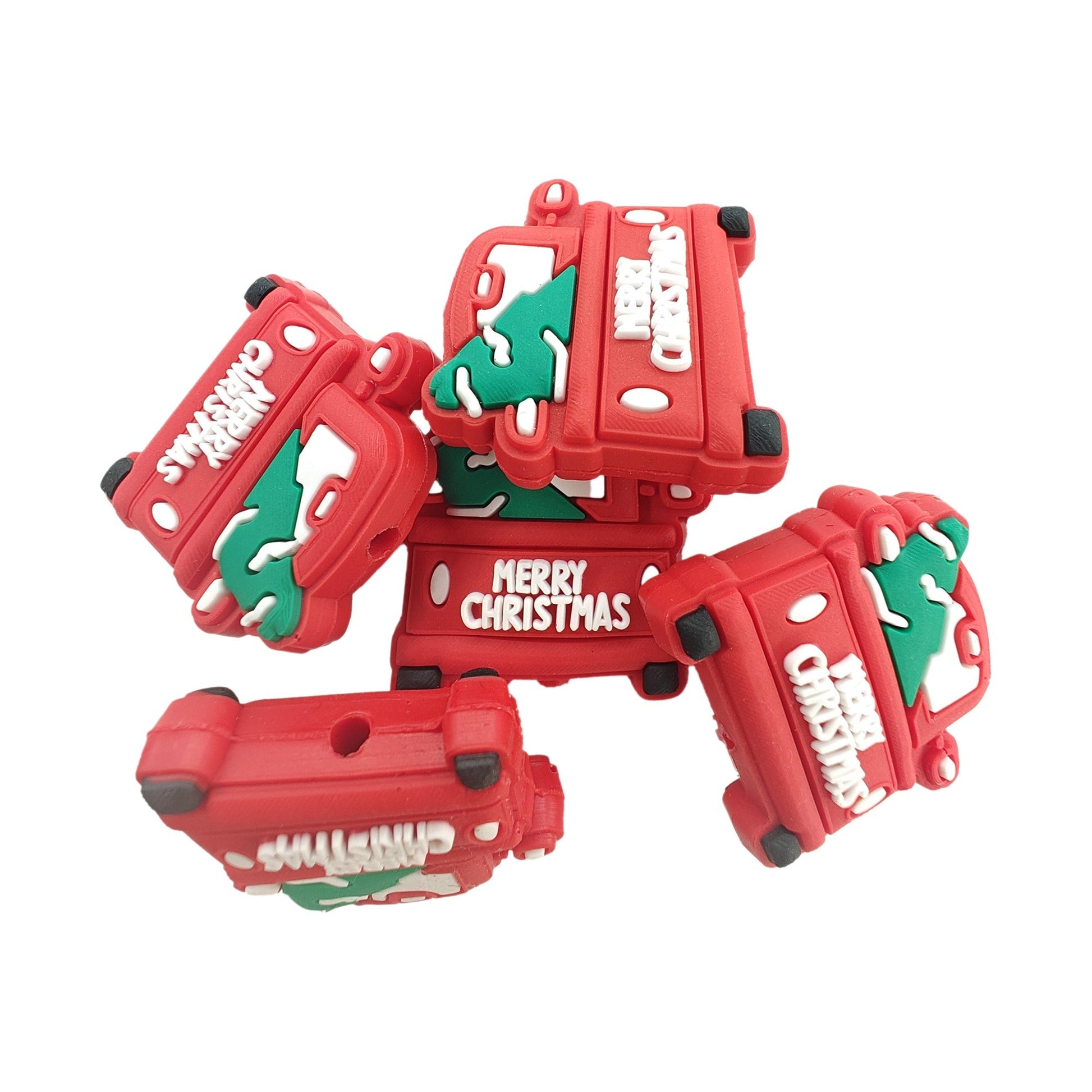 perlina separatore scritta truck natale 28x27mm in silicone alimentare per personalizzare penne portachiavi collane bracciali