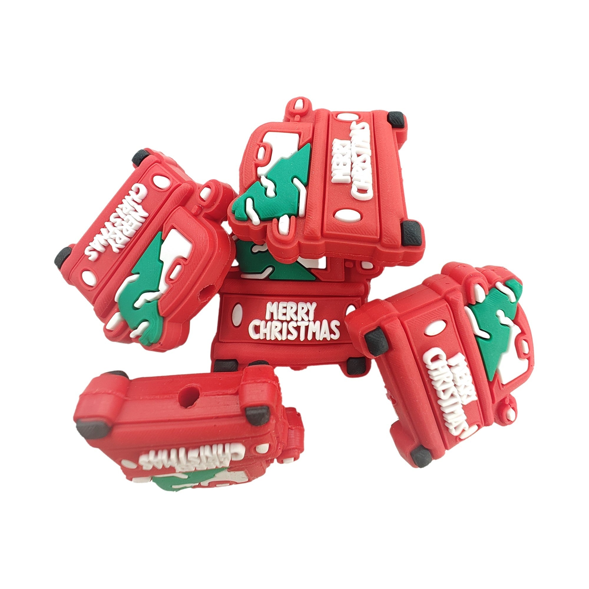 perlina separatore scritta truck natale 28x27mm in silicone alimentare per personalizzare penne portachiavi collane bracciali