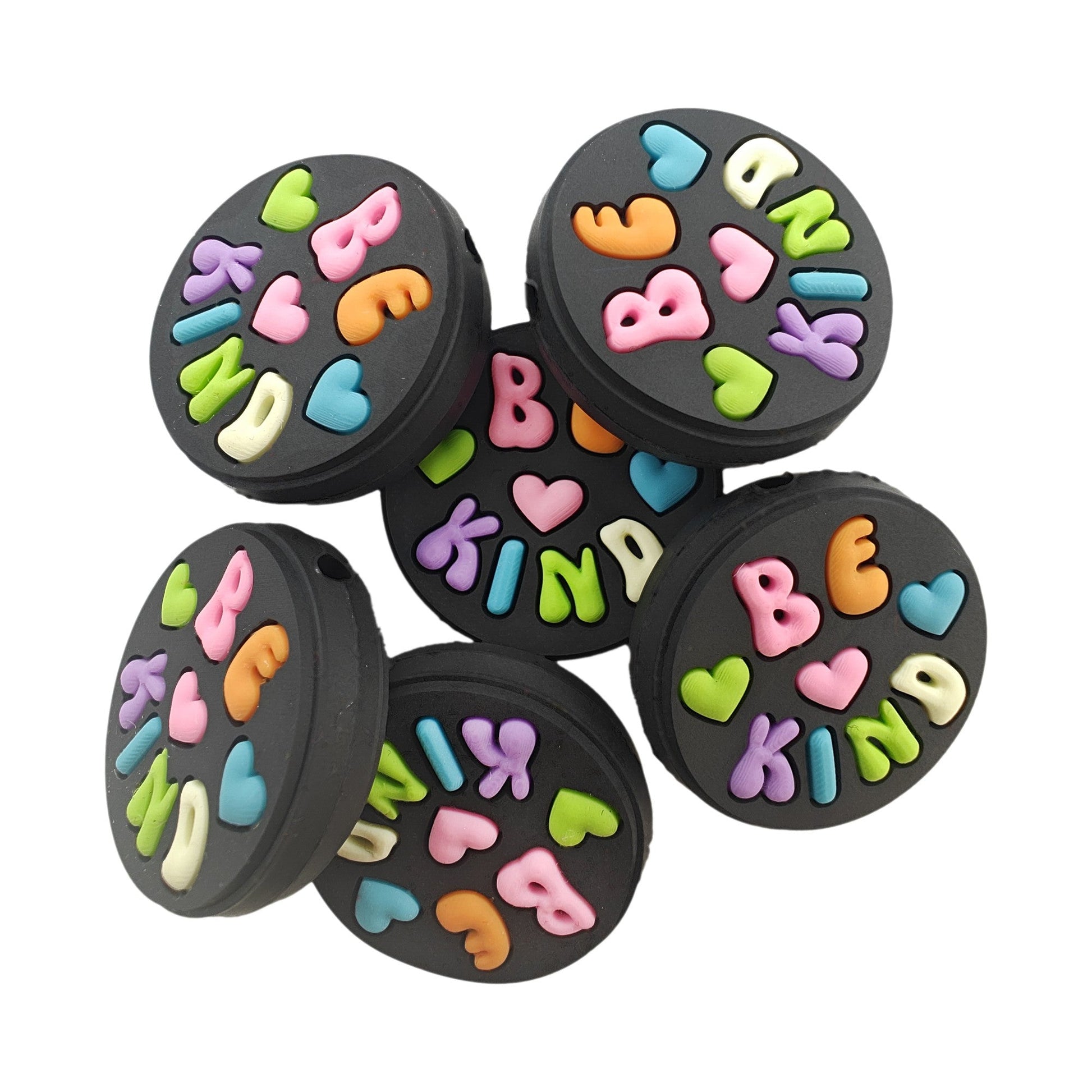 perlina separatore scritta be kind 26mm in silicone alimentare per personalizzare penne portachiavi collane bracciali