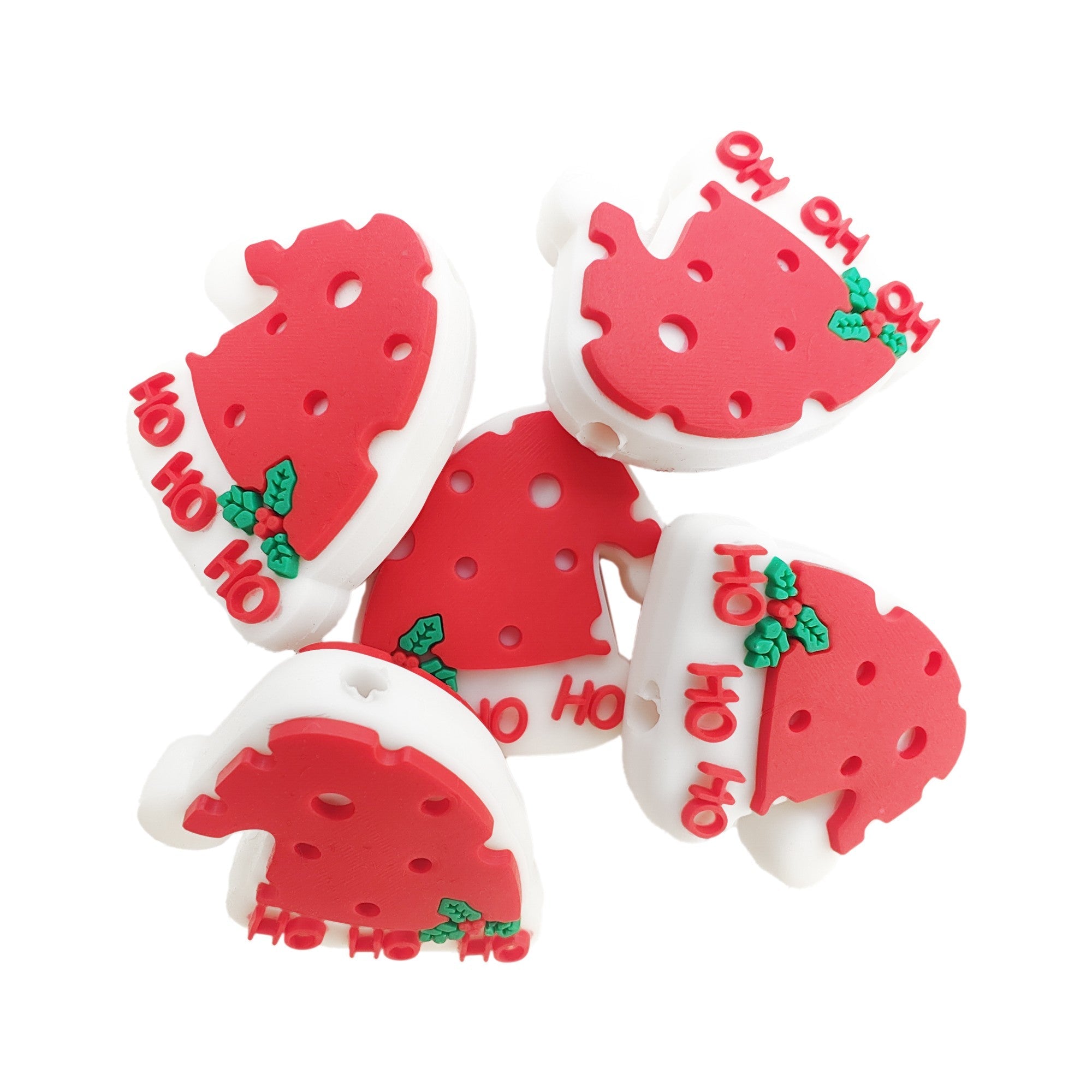 perlina separatore cappello babbo natale 28x27mm in silicone alimentare per personalizzare penne portachiavi collane bracciali