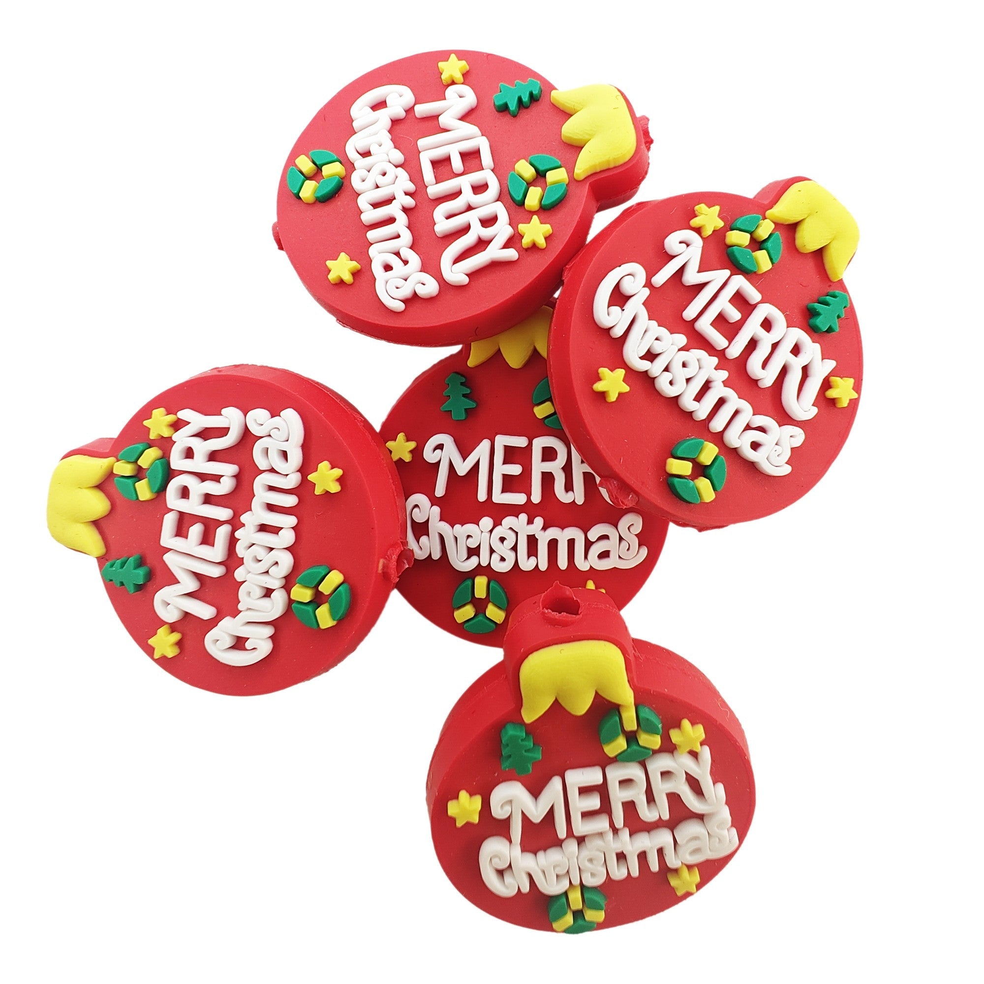perlina separatore pallina natale 32x27mm in silicone alimentare per personalizzare penne portachiavi collane bracciali