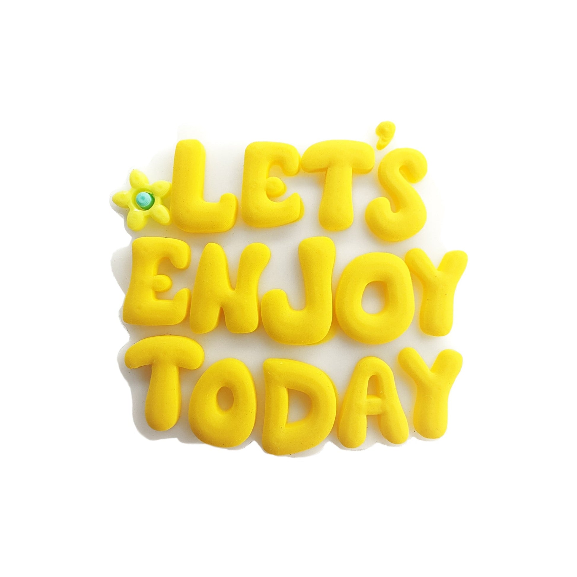 perlina separatore scritta let's enjoy today 31x29mm in silicone alimentare per personalizzare penne portachiavi collane