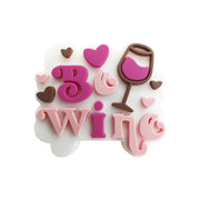 perlina separatore scritta be wine 30x26mm in silicone alimentare per personalizzare penne portachiavi collane