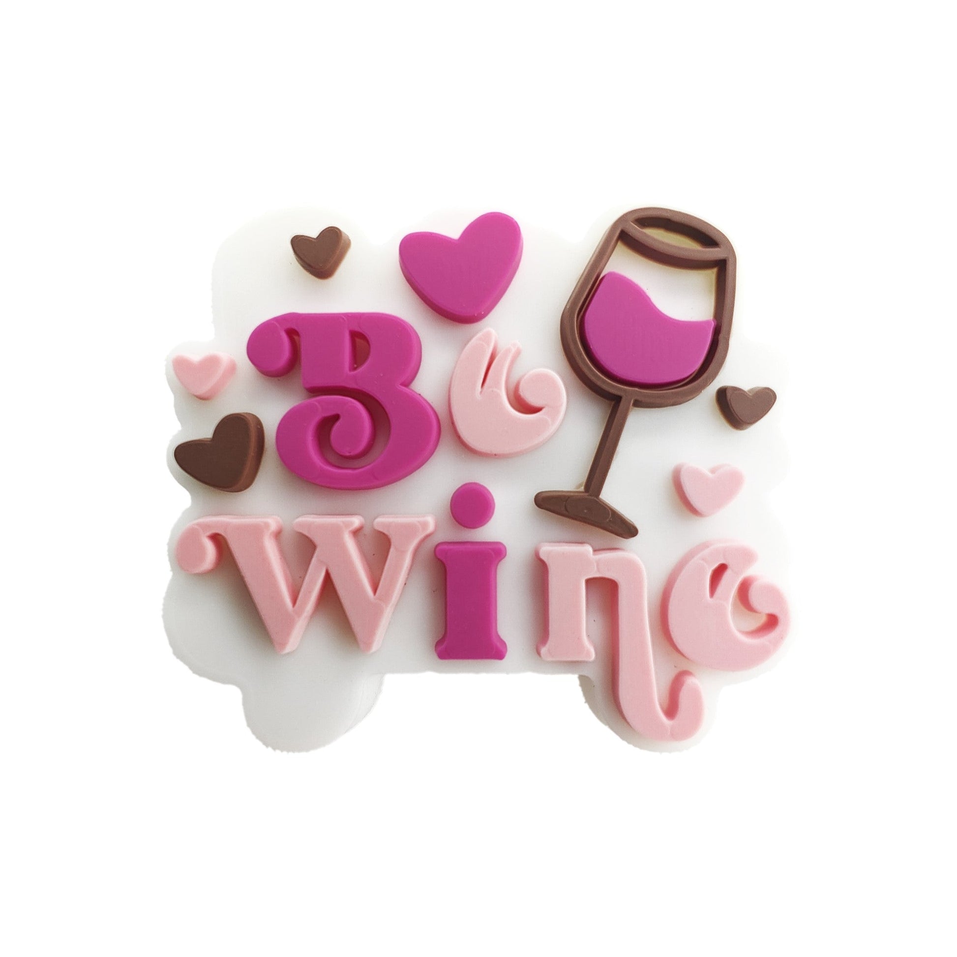 perlina separatore scritta be wine 30x26mm in silicone alimentare per personalizzare penne portachiavi collane