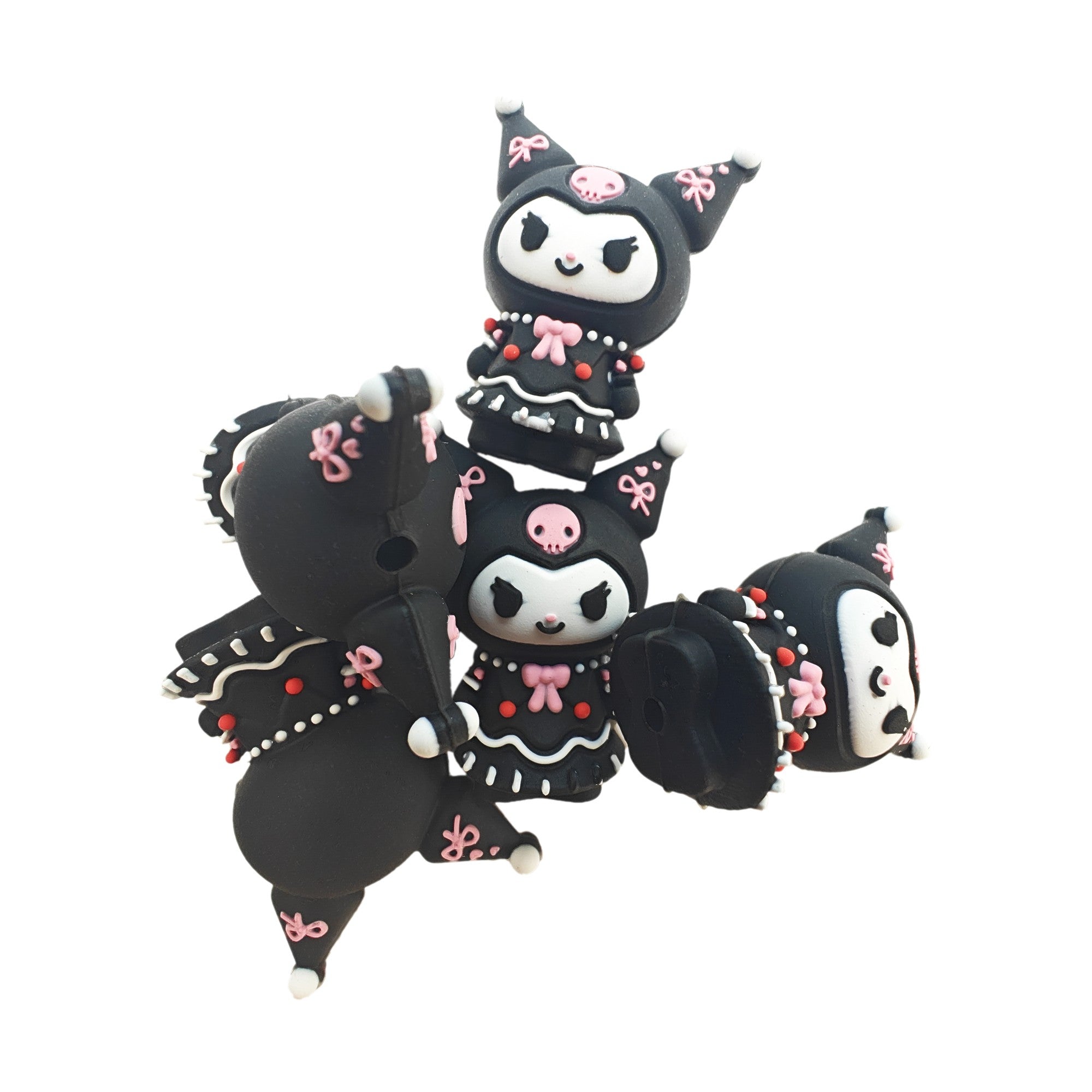 perlina separatore 3d kuromi hello kitty 32x25mm in silicone alimentare per personalizzare penne portachiavi collane