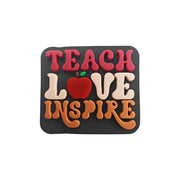 perlina separatore teach love inspire 30x27mm in silicone alimentare per personalizzare penne portachiavi collane