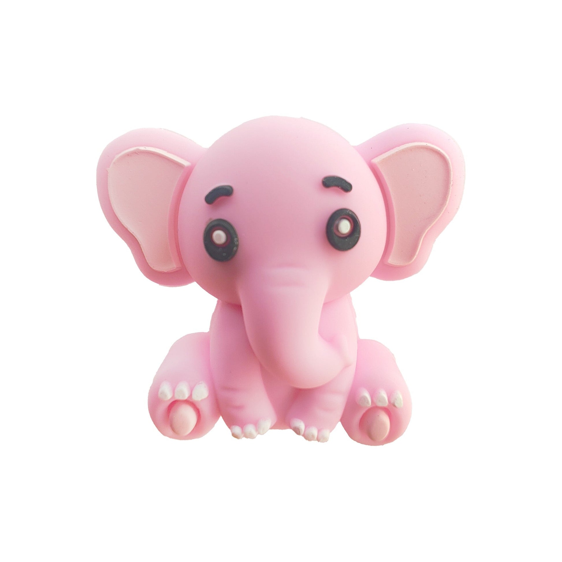 perlina separatore elefante rosa 3d 30x25mm in silicone alimentare per personalizzare penne portachiavi collane