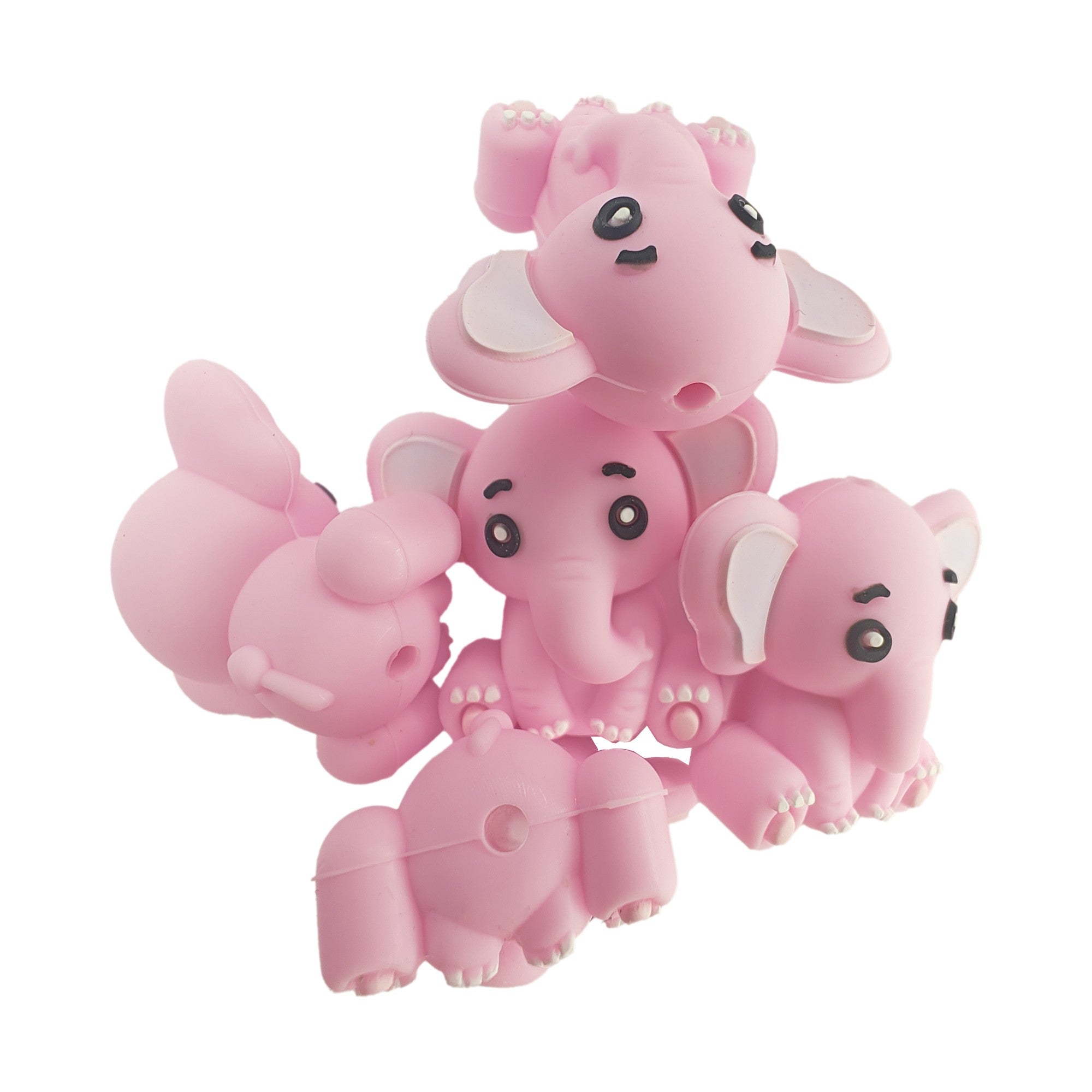 perlina separatore elefante rosa 3d 30x25mm in silicone alimentare per personalizzare penne portachiavi collane