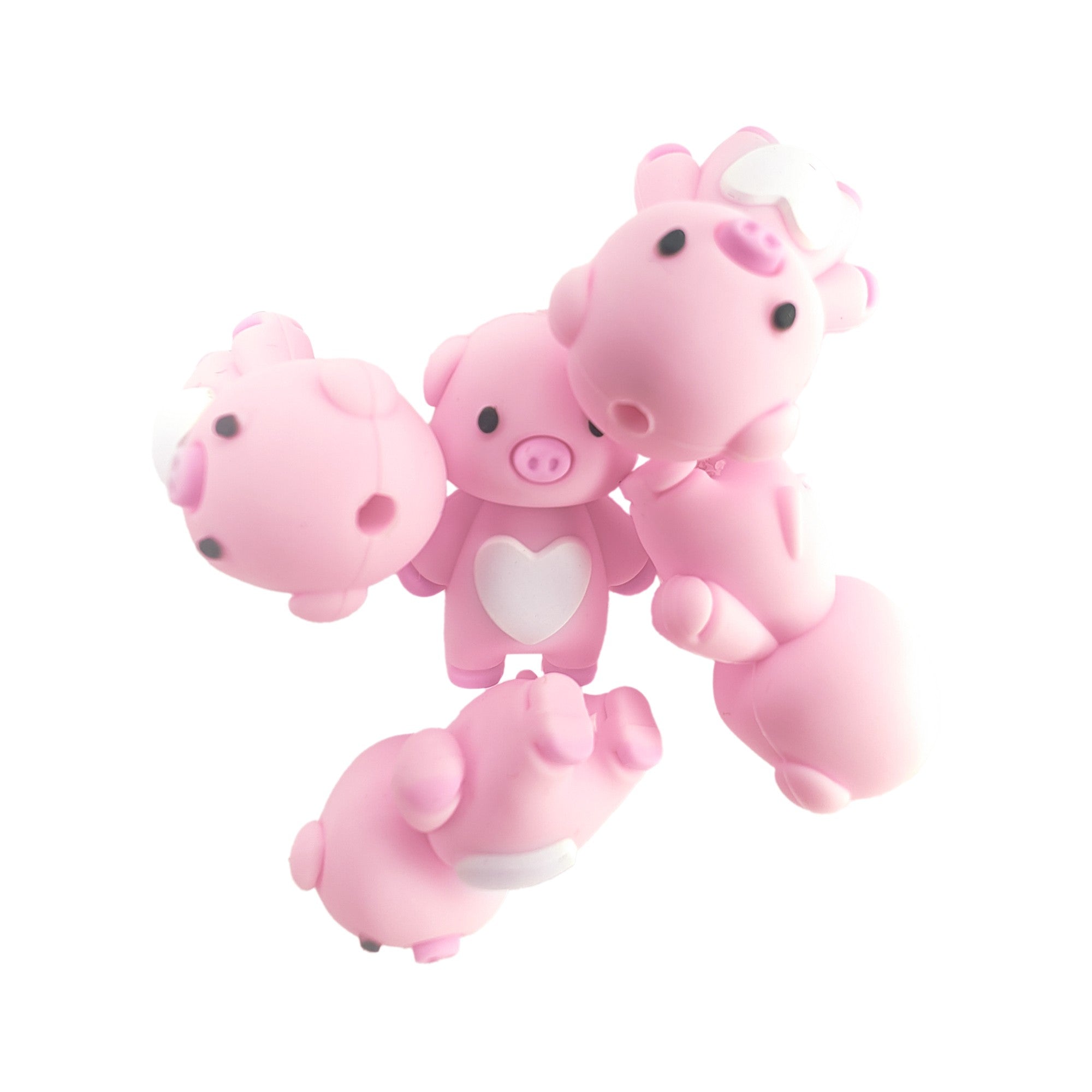 perlina separatore maialino rosa 3d 28x19mm in silicone alimentare per personalizzare penne portachiavi collane