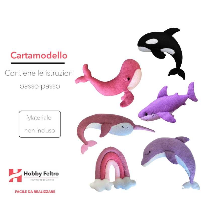cartamodello balene in pdf scaricabile per pupazzi in pannolenci balena