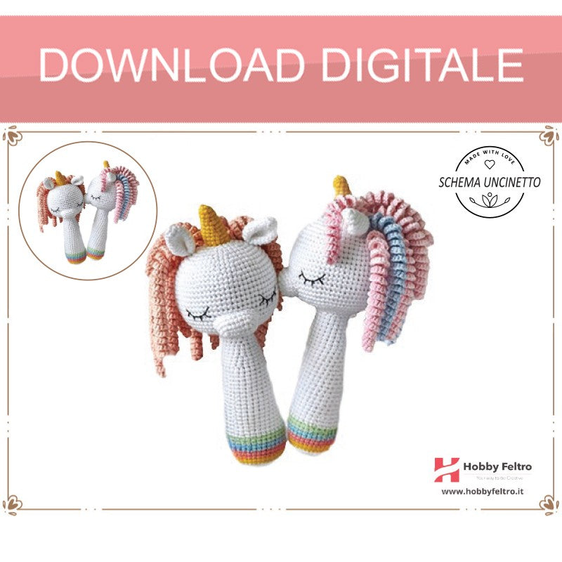 schema per uncinetto sonaglio per neonati unicorno pdf digitale