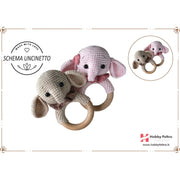 schema per uncinetto sonaglio per bebè per dentizione elefante